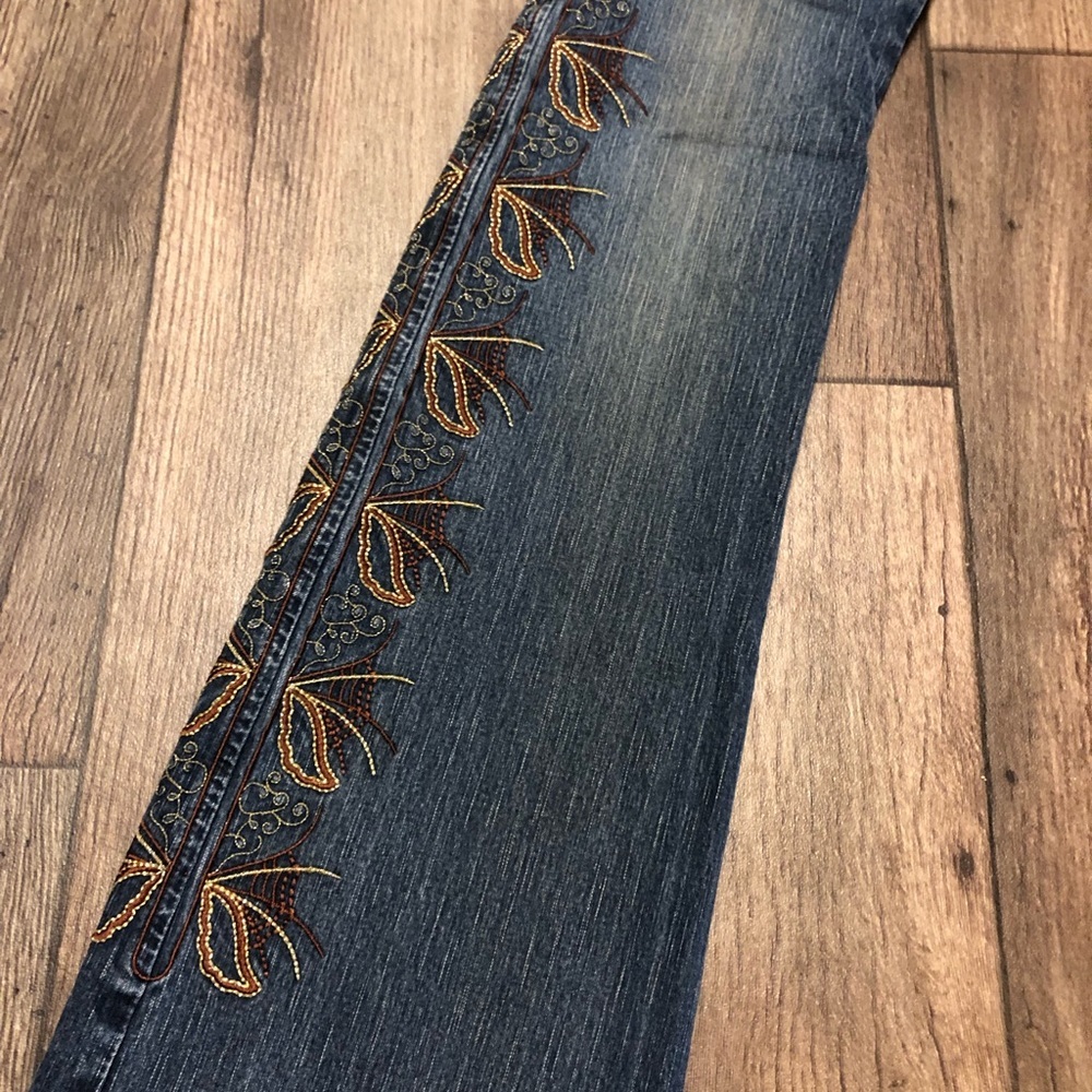 Fast Forward Embroidered Flare Jeans Dark Wash Boho Denim Women’s 28x31 - Picture 3 of 9